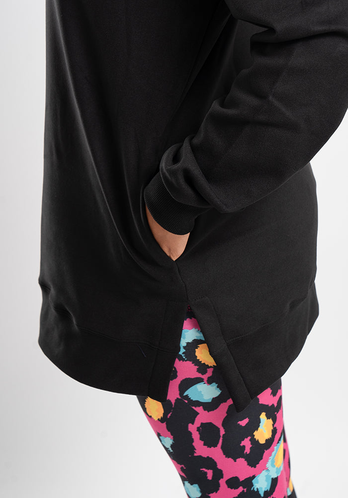 Second angle of Black Longline Popsy Sweatshirt