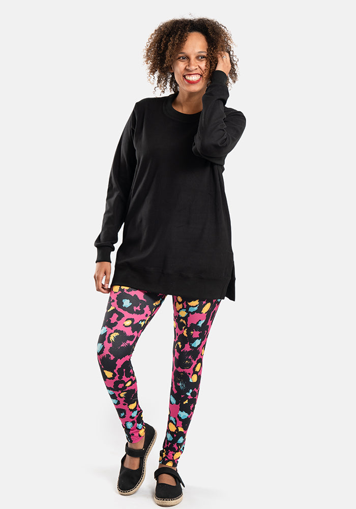 Front view of Black Longline Popsy Sweatshirt