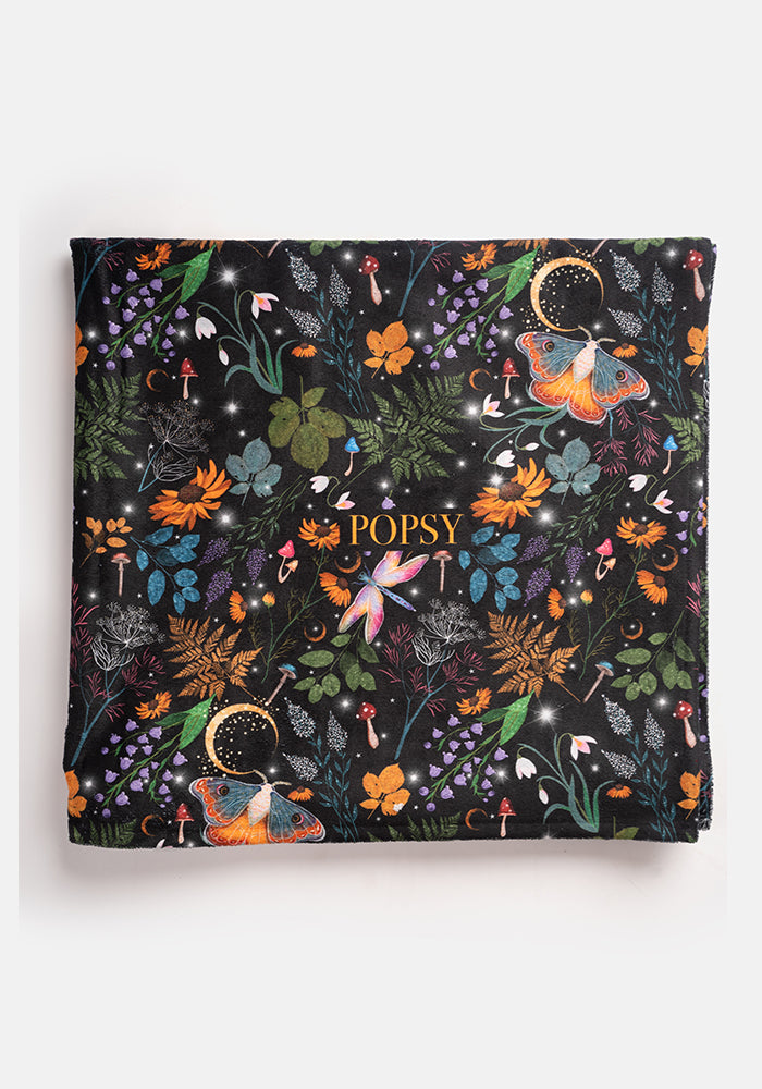Third angle of Black Magical Moth Print Jumbo Bath Sheet