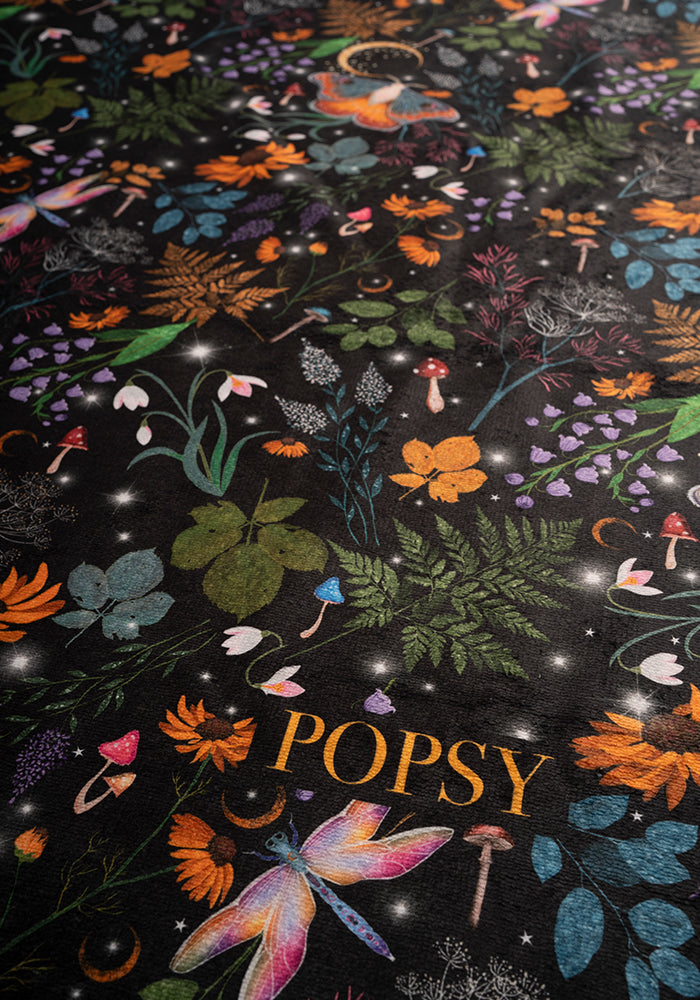 Fifth angle of Black Magical Moth Print Jumbo Bath Sheet