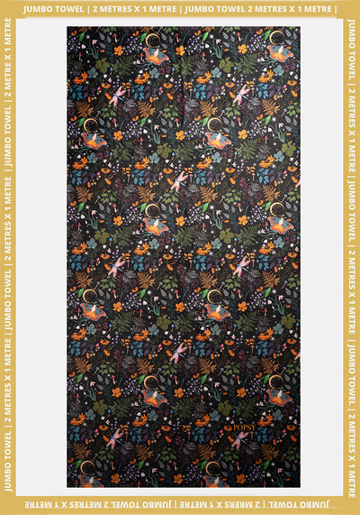 Black Magical Moth Print Jumbo Bath Sheet