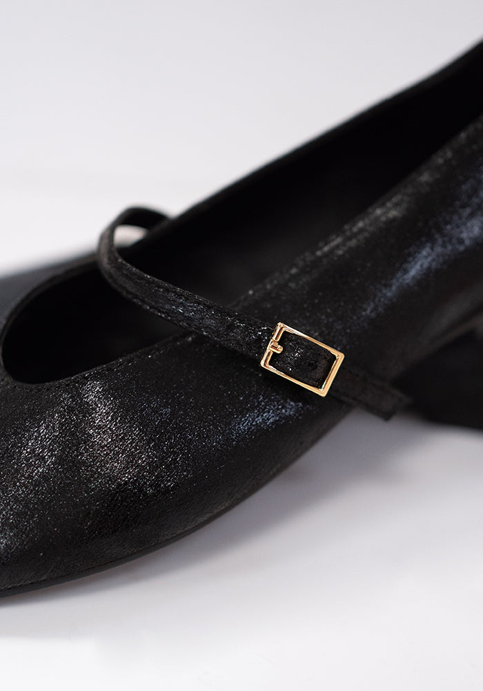 Black Metallic Ballet Pump