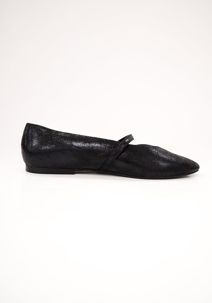 Black Metallic Ballet Pump