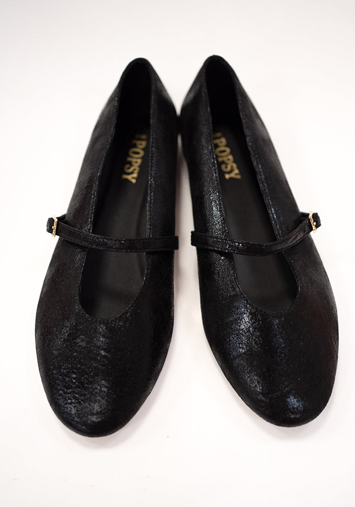 Black Metallic Ballet Pump