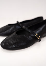 Black Metallic Ballet Pump