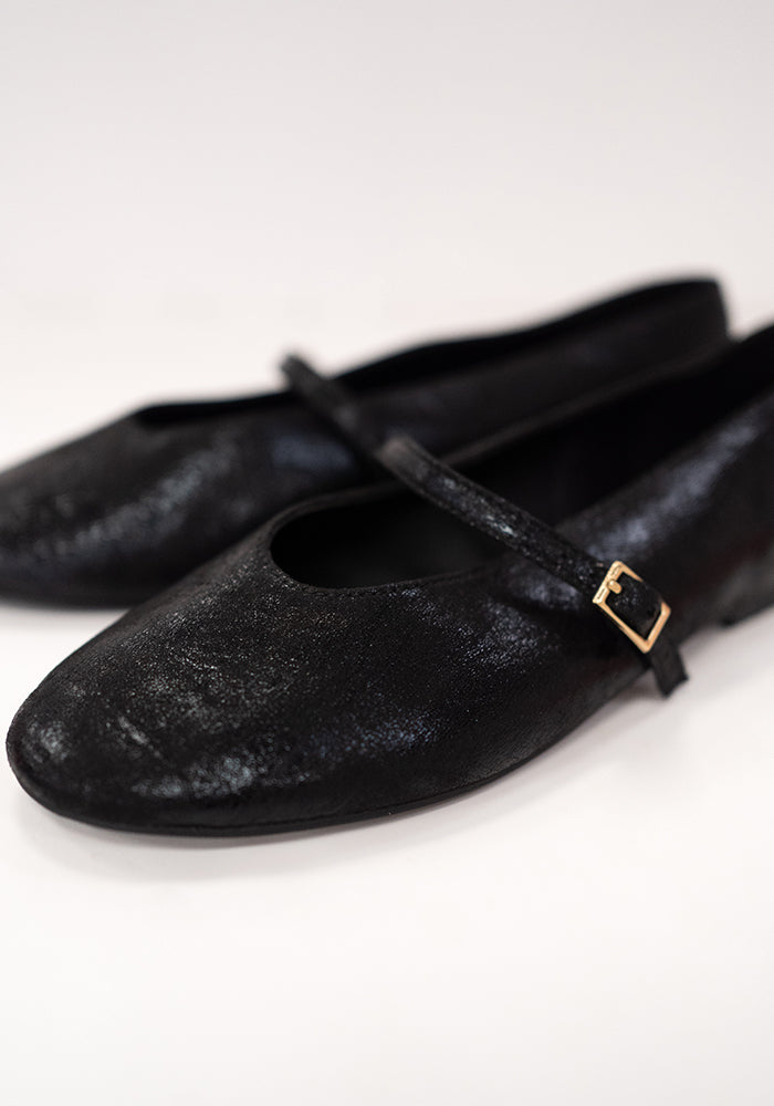 Black Metallic Ballet Pump