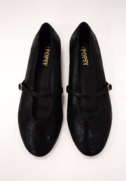 Black Metallic Ballet Pump