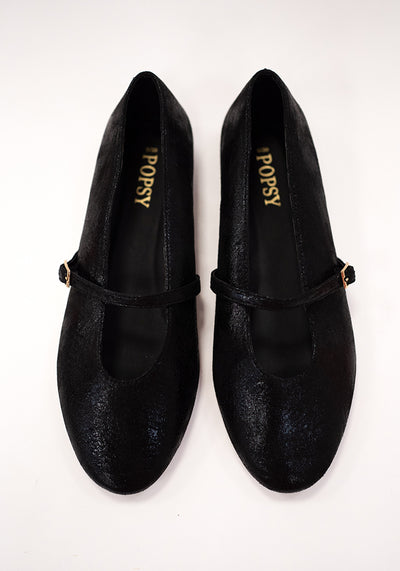 Black Metallic Ballet Pump
