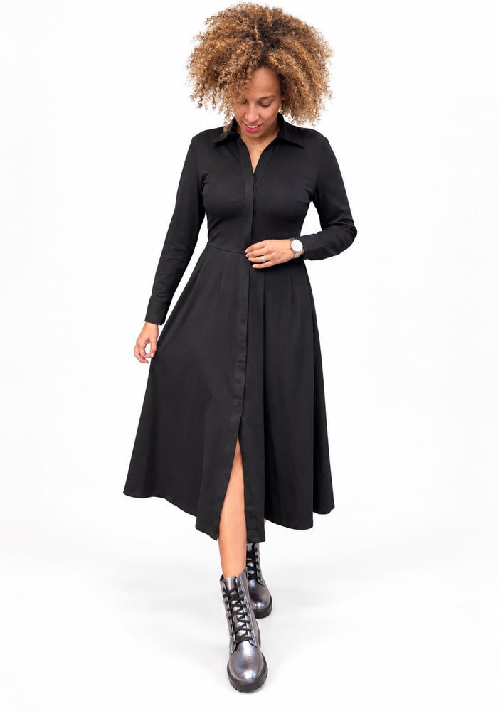 Astin Solid Black Shirt Dress