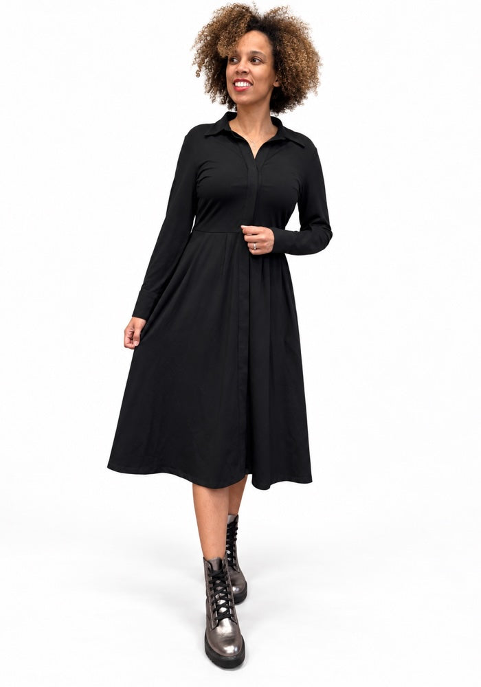 Astin Solid Black Shirt Dress