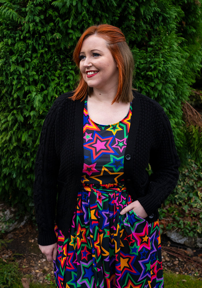 Fourth angle of Black Moss Stitch Cardigan