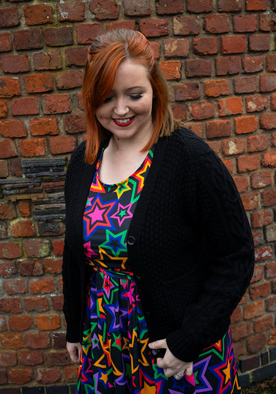 Black Moss Stitch Cardigan