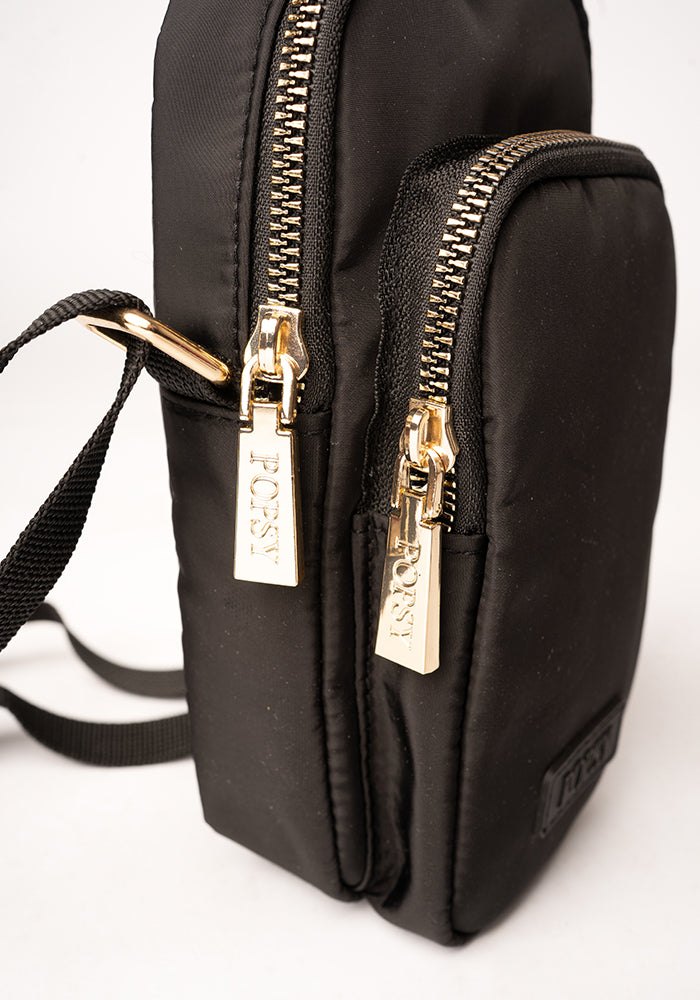 Fifth angle of Black Phone Pocket Bag, a classic black phone pocket bag is the must-have accessory in every woman&
