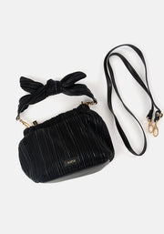 Black Plisse Cross Body Bag