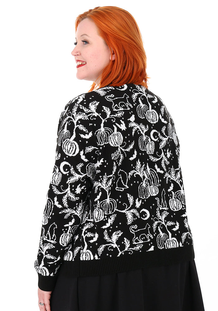 Black Pumpkins &amp; Cats Knit Cardigan