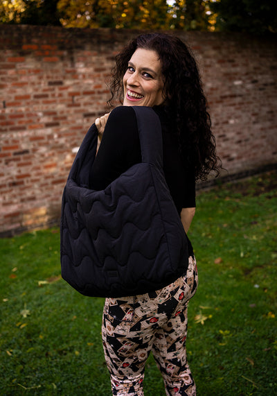 Black Quilted Shoulder Popsy Bag