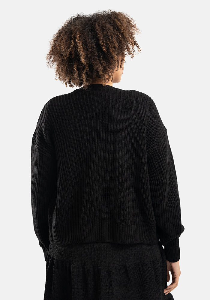 Black Ribbed Cardigan