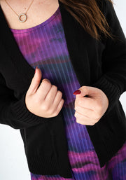 Black Ribbed Cuff Knit Cardigan