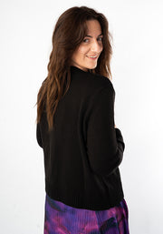 Black Ribbed Cuff Knit Cardigan