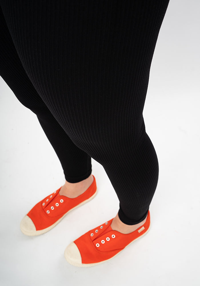 Fifth angle of Black Ribbed Popsy Leggings