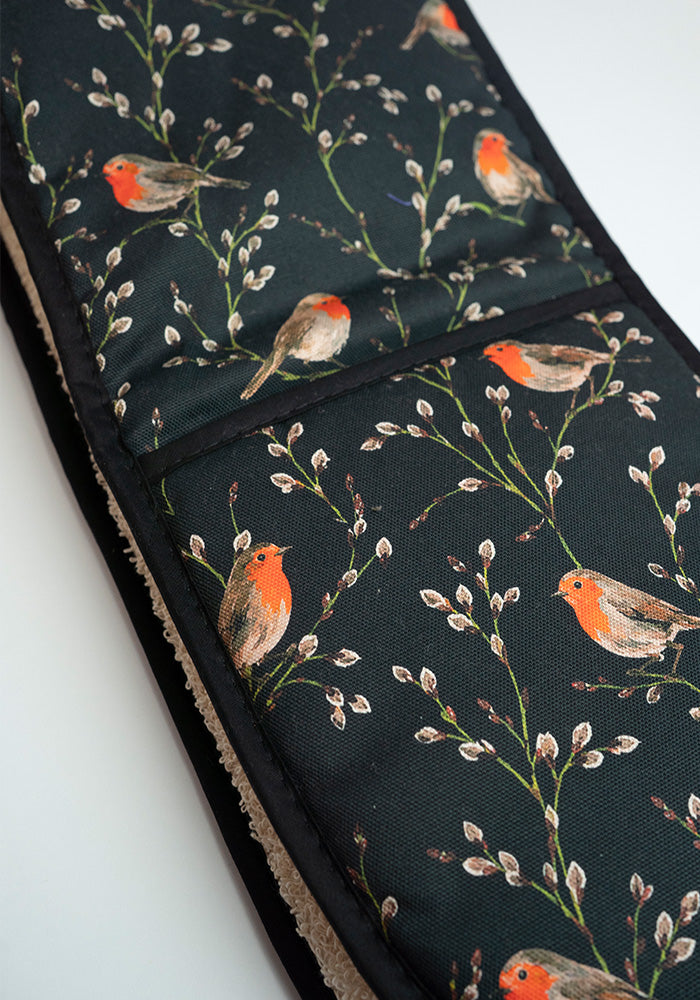 Black Robins Print Oven Glove