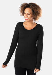 Black Long Sleeve Round Neck Top