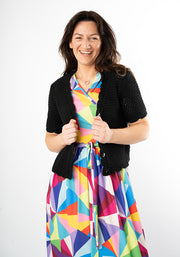 Black Scallop Short Sleeve Cardigan