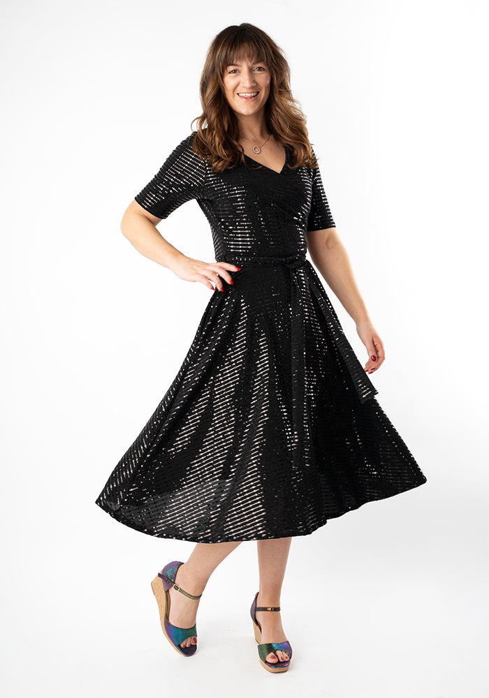 Fourth angle of Candescent Black Sequin Swing Dress