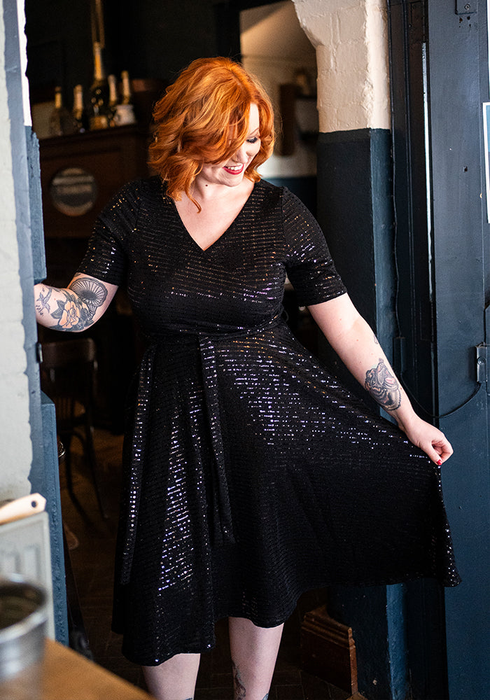 Tenth angle of Candescent Black Sequin Swing Dress