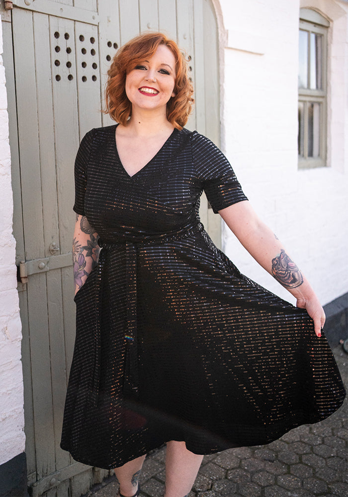 Ninth angle of Candescent Black Sequin Swing Dress