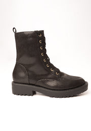Black Shimmer Lace Up Boot