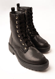 Black Shimmer Lace Up Boot