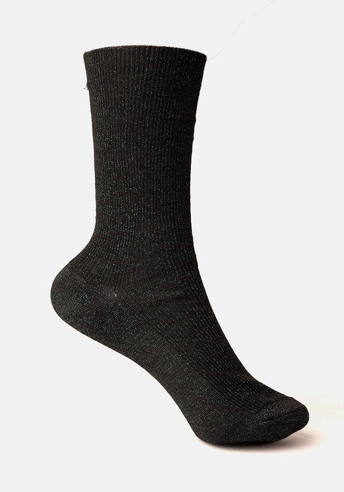 Black-Emerald Sparkle Socks