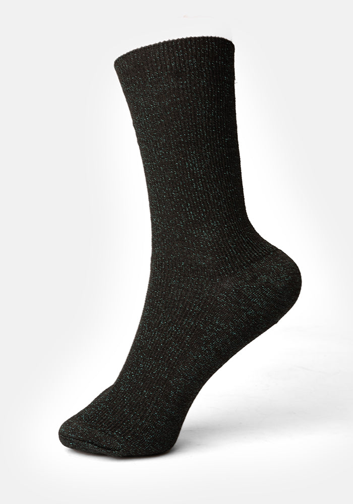 Black-Emerald Sparkle Socks