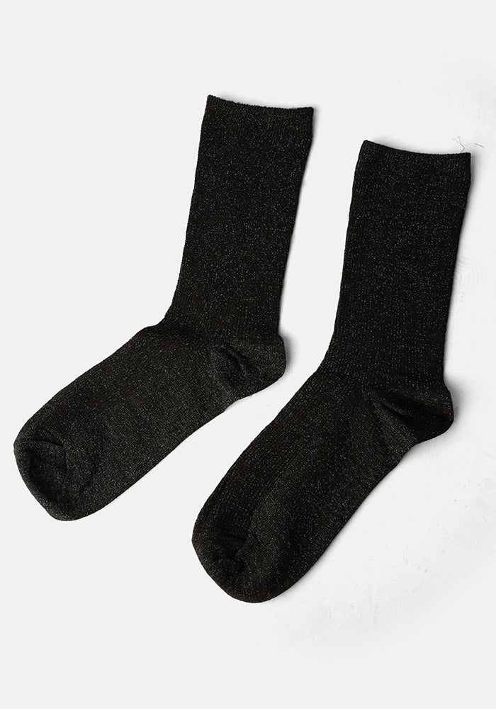 Black-Emerald Sparkle Socks