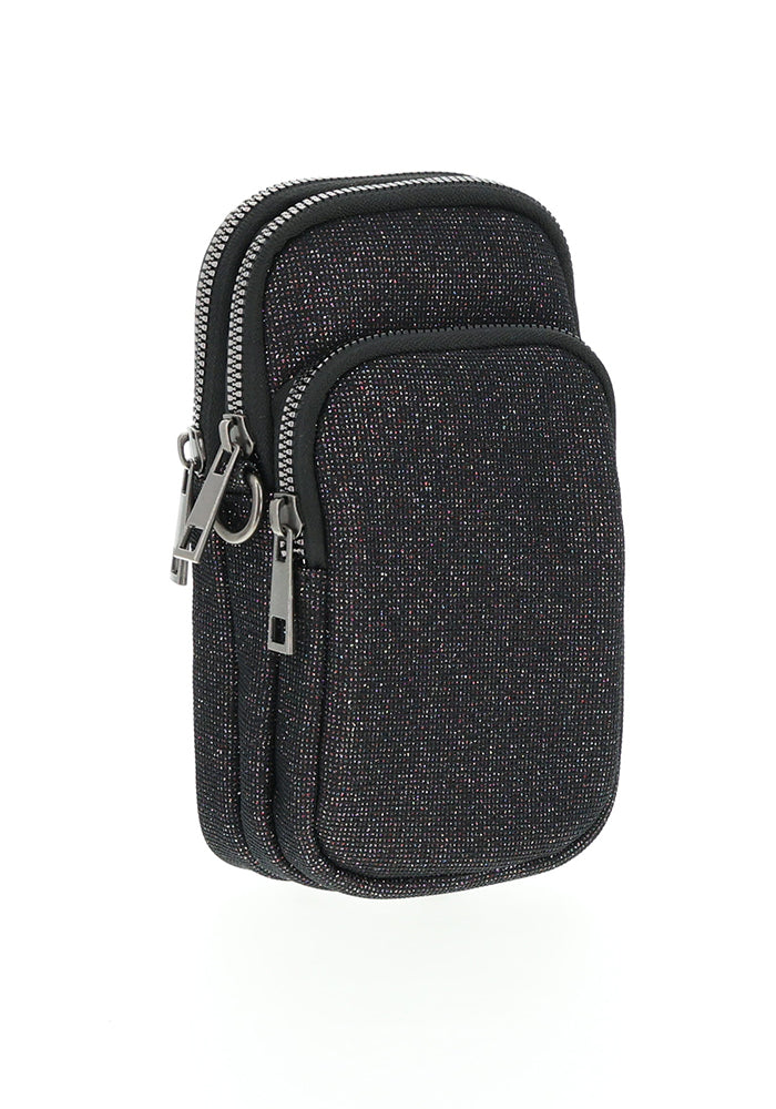 Black Sparkle Phone Pocket Bag