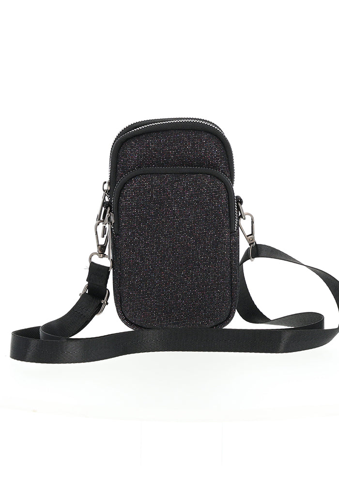 Black Sparkle Phone Pocket Bag