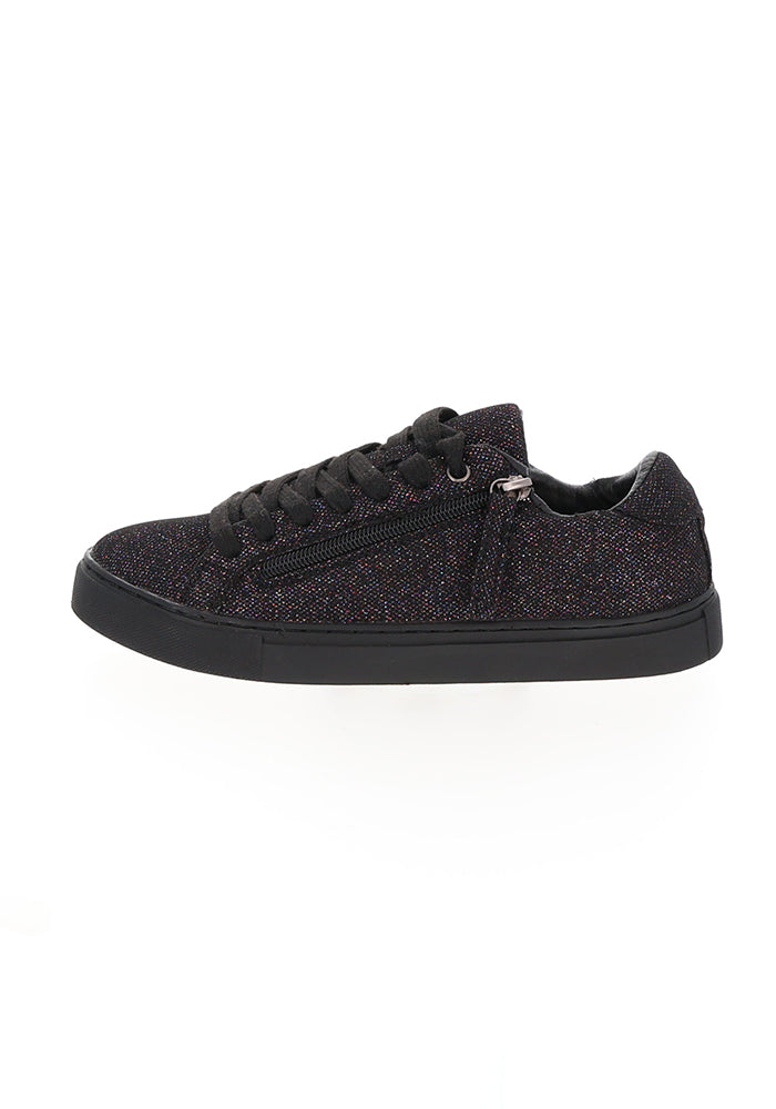 Black Sparkle Zip Trainers