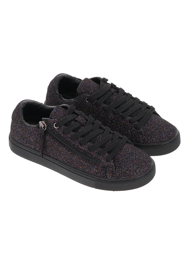 Black Sparkle Zip Trainers