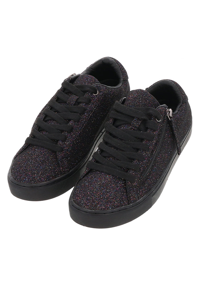 Black Sparkle Zip Trainers