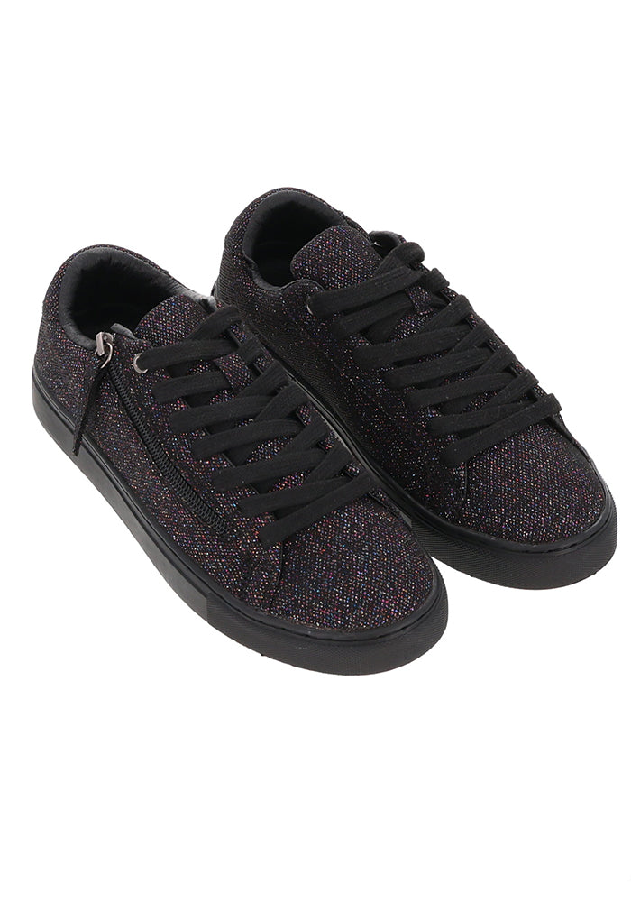 Black Sparkle Zip Trainers