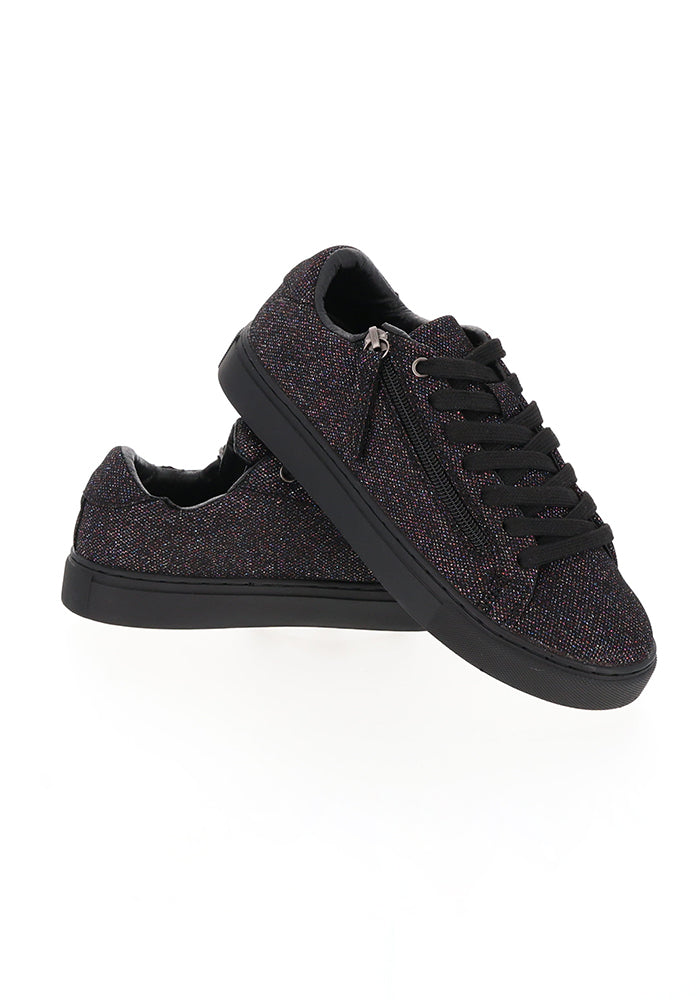 Black Sparkle Zip Trainers