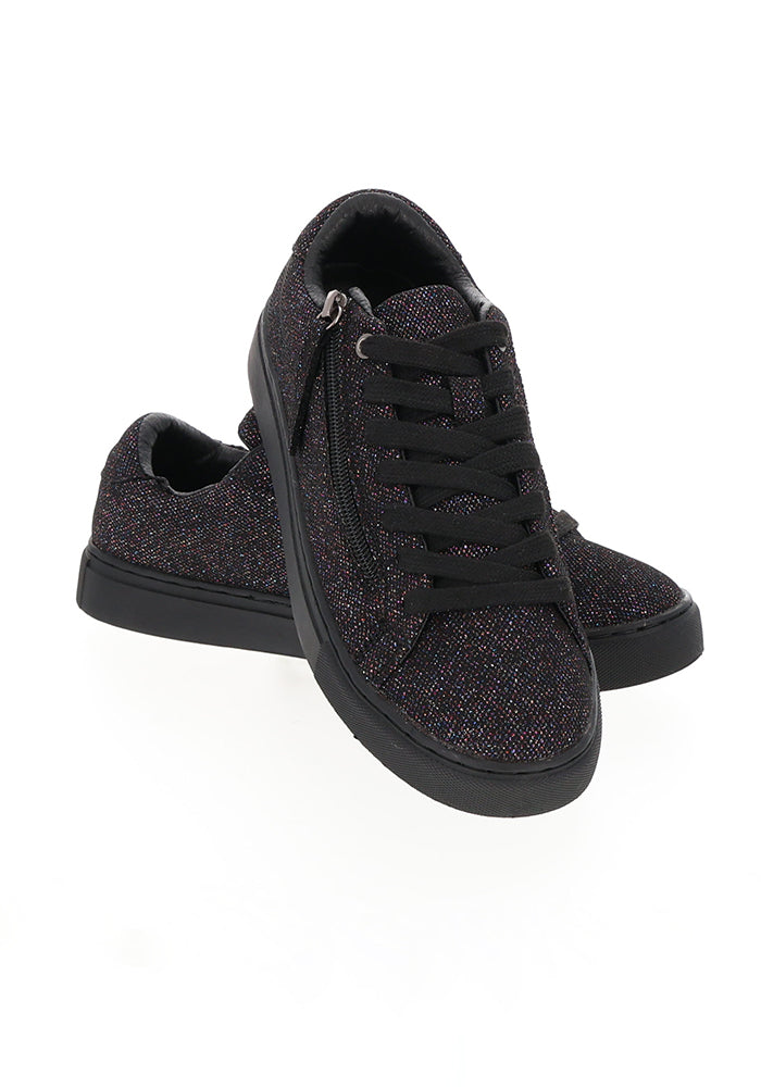Black Sparkle Zip Trainers