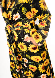 Black Sunflower Print Dressing Gown