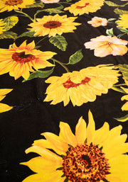 Black Sunflower Print Jumbo Bath Sheet