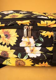 Black Sunflower Print Cabin Bag