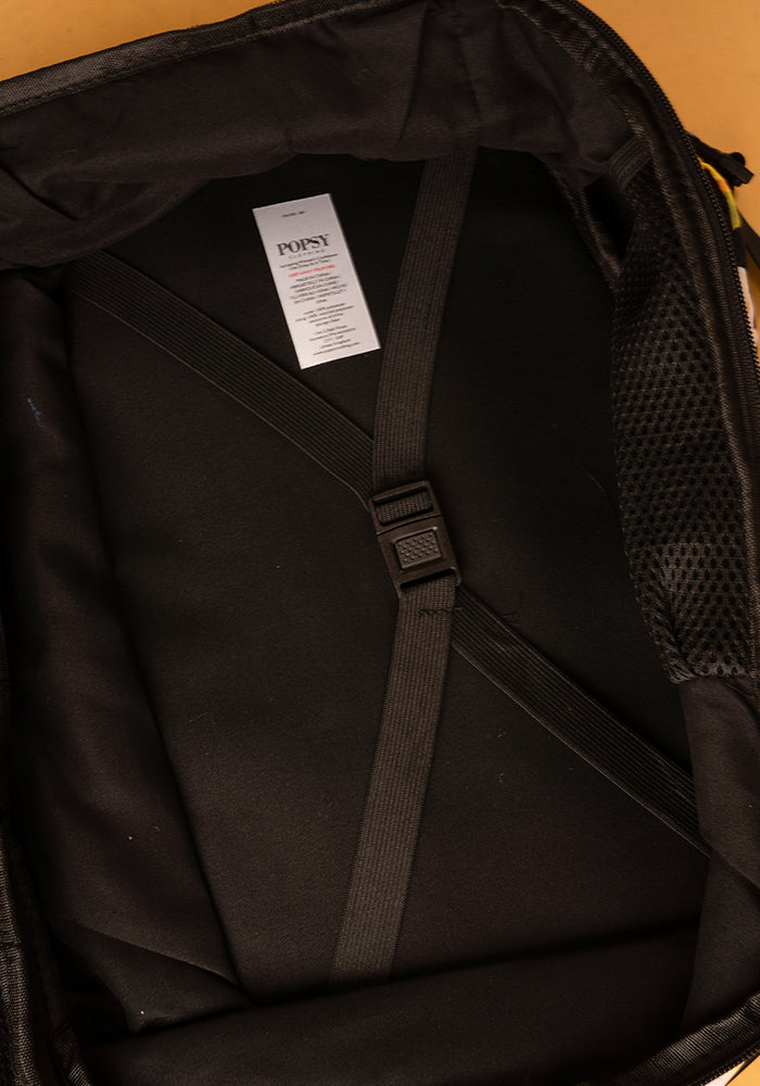 Fourth angle of Black Sunflower Print Cabin Bag, a stylish cabin bag with a bold floral sunflower pattern.