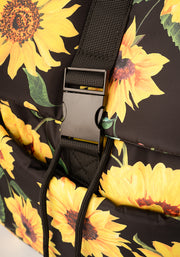 Black Sunflower Print Drawstring Rucksack