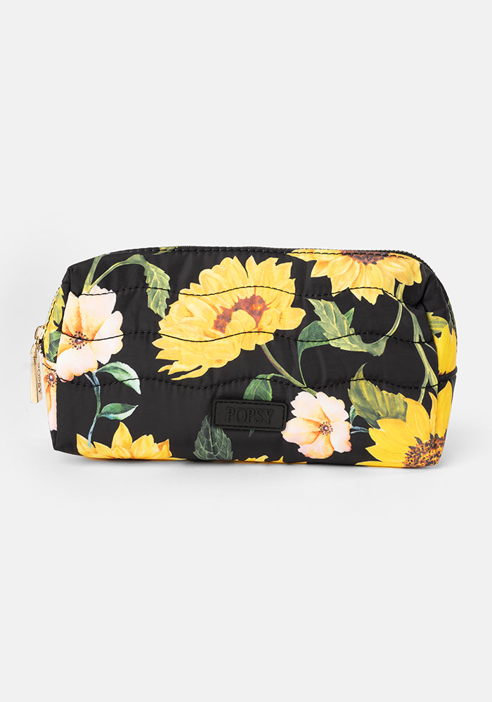 Fifth angle of Black Sunflower Print Popsy Pencil Case