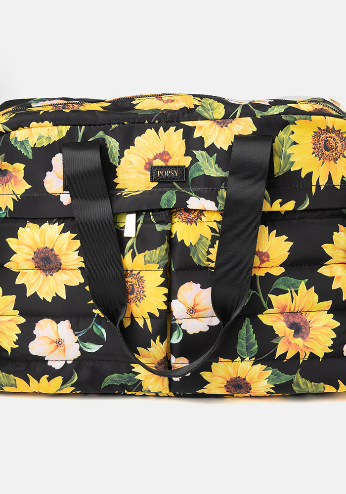 Eighth angle of Black Sunflower Print Holdall